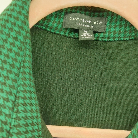 Current air houndstooth belted shirt dress Green and Black Houndstooth Medium - Picture 2 of 9